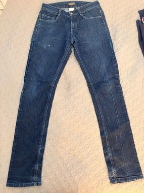 Women's Distressed Straight Leg Jeans in Dark Blue | Apparel Collection 30R
